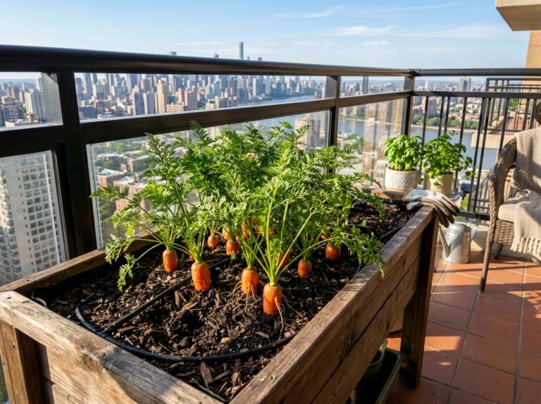 balcony carrot container depth