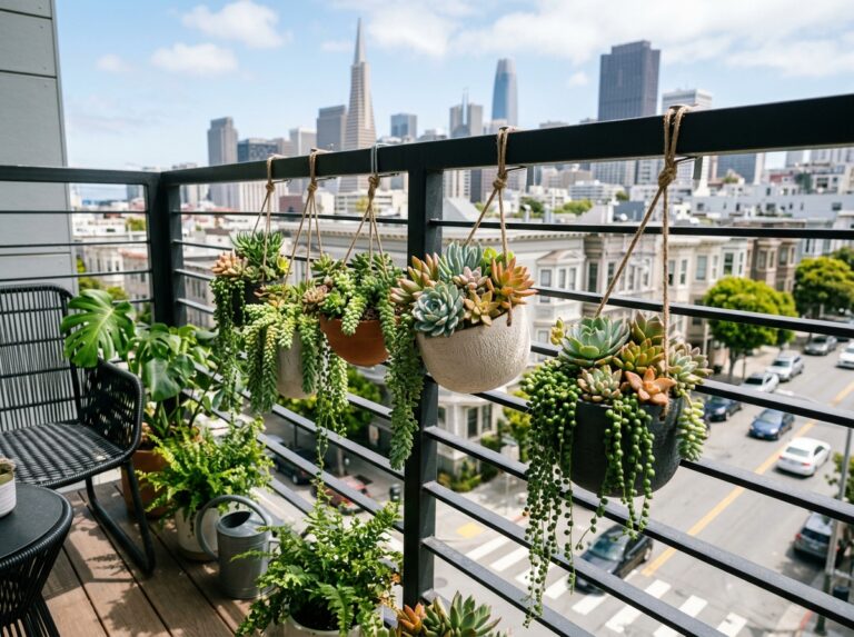 hanging succulent balcony planters