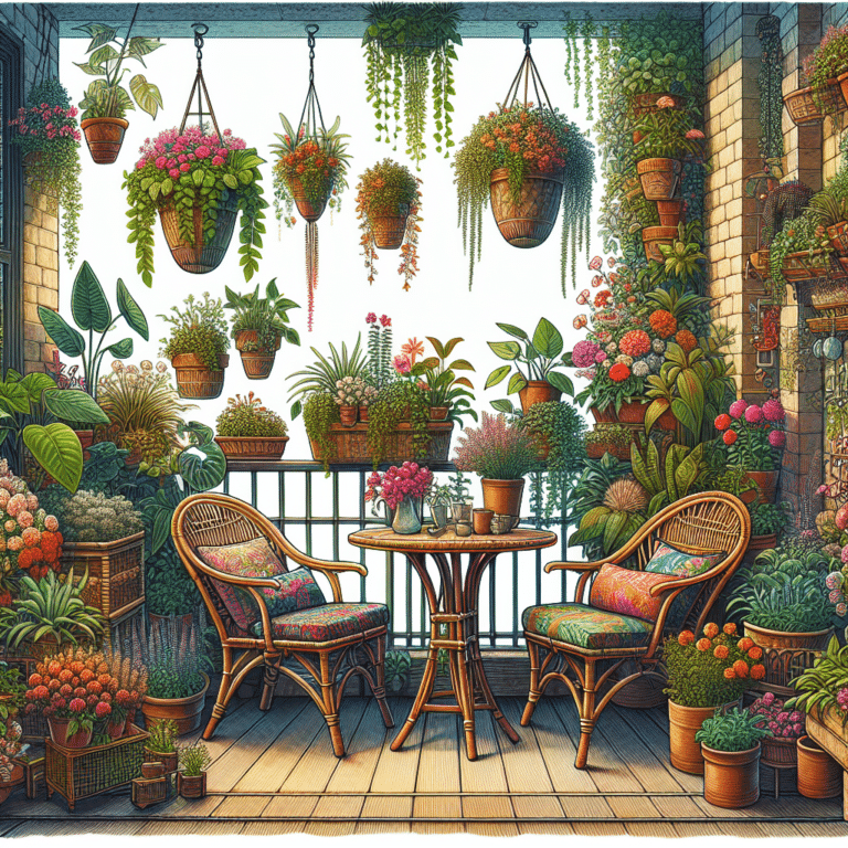 Balcony Garden Furniture and Plant Combos".