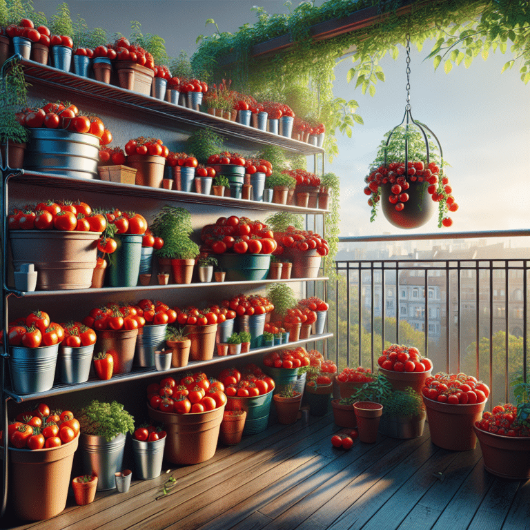 Growing tomatoes in containers on a balcony